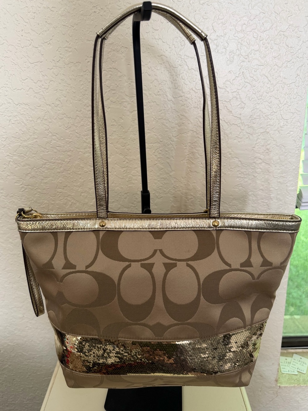 Coach Signature Sequin Tote Bag - Picture 2 of 9